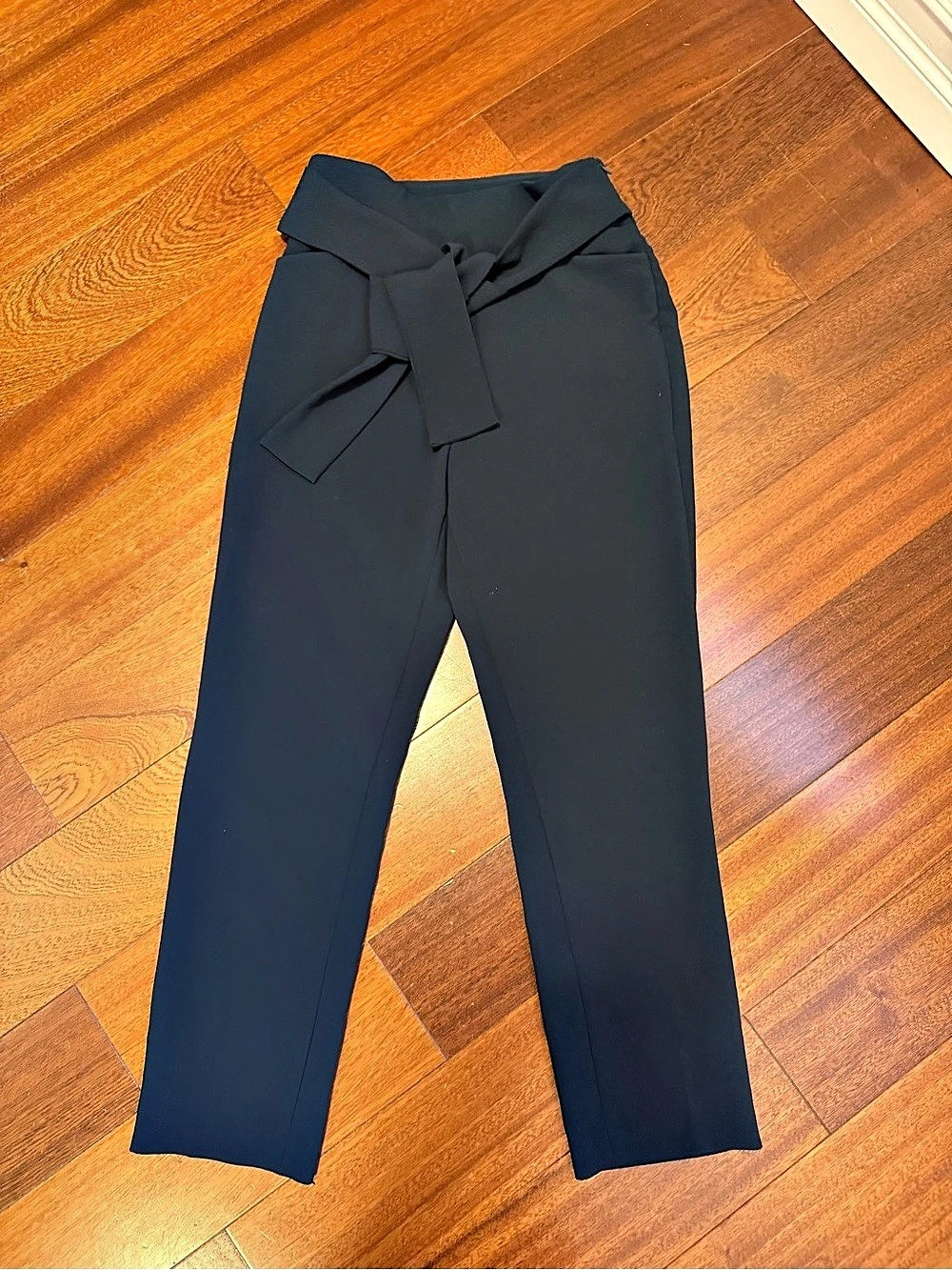 Wilfred Tie-Front Pant Wide Leg Trousers Black Size 4